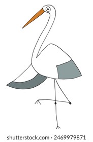Outline illustration vector image of a stork.
Hand drawn artwork of a stork.
Simple cute original logo.
Hand drawn vector illustration for posters.