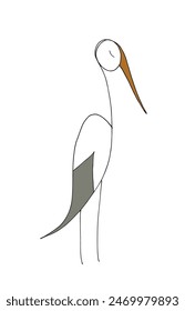 Outline illustration vector image of a stork.
Hand drawn artwork of a stork.
Simple cute original logo.
Hand drawn vector illustration for posters.