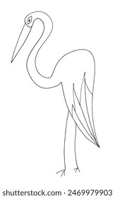Outline illustration vector image of a stork.
Hand drawn artwork of a stork.
Simple cute original logo.
Hand drawn vector illustration for posters.