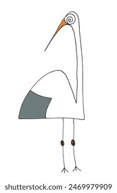 Outline illustration vector image of a stork.
Hand drawn artwork of a stork.
Simple cute original logo.
Hand drawn vector illustration for posters.