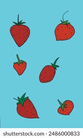 Outline illustration vector image of a  strawberry.
Hand drawn artwork of a strawberry.
Simple cute original logo.
Hand drawn vector illustration for posters.