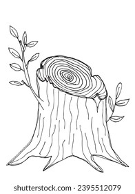 Outline illustration vector image of a stump.
Hand drawn artwork of a log.
Simple cute original logo.
Hand drawn vector illustration for posters, cards, t-shirts.