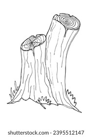 Outline illustration vector image of a stump.
Hand drawn artwork of a log.
Simple cute original logo.
Hand drawn vector illustration for posters, cards, t-shirts.