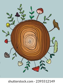 Outline illustration vector image of a stump.
Hand drawn artwork of a log.
Simple cute original logo.
Hand drawn vector illustration for posters, cards, t-shirts.