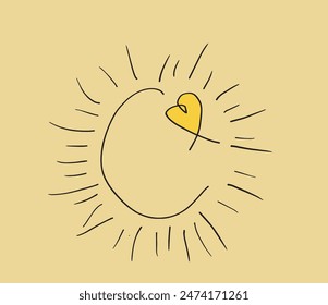 Ilustración de contorno Imagen de un Vector.
Obra de arte dibujada a mano de un sol.
Simple lindo logotipo original.
Ilustración vectorial dibujada a mano para carteles.