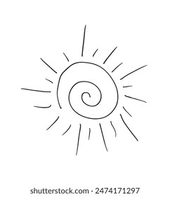 Outline illustration vector image of a sun.
Hand drawn artwork of a sun.
Simple cute original logo.
Hand drawn vector illustration for posters.