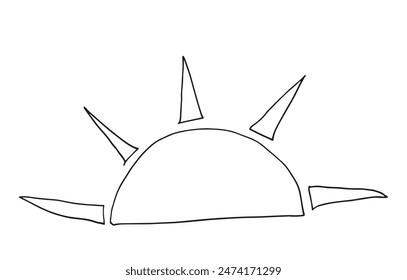 Outline illustration vector image of a sun.
Hand drawn artwork of a sun.
Simple cute original logo.
Hand drawn vector illustration for posters.