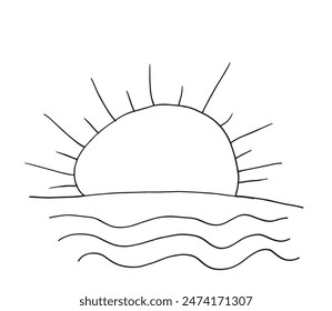 Outline illustration vector image of a sun.
Hand drawn artwork of a sun.
Simple cute original logo.
Hand drawn vector illustration for posters.