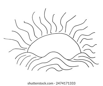 Outline illustration vector image of a sun.
Hand drawn artwork of a sun.
Simple cute original logo.
Hand drawn vector illustration for posters.
