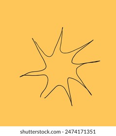 Ilustración de contorno Imagen de un Vector.
Obra de arte dibujada a mano de un sol.
Simple lindo logotipo original.
Ilustración vectorial dibujada a mano para carteles.