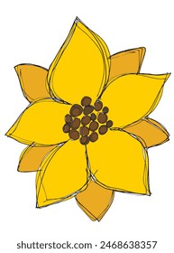 Outline illustration vector image of a  sunflower.
Hand drawn artwork of a sunflower.
Simple cute original logo.
Hand drawn vector illustration for posters.