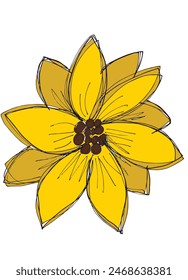 Outline illustration vector image of a  sunflower.
Hand drawn artwork of a sunflower.
Simple cute original logo.
Hand drawn vector illustration for posters.