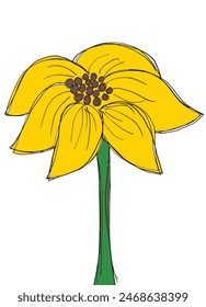 Ilustración de contorno Imagen de Vector de un girasol.
Obra de arte dibujada a mano de un girasol.
Simple lindo logotipo original.
Ilustración vectorial dibujada a mano para carteles.