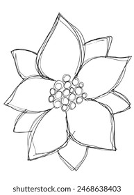 Outline illustration vector image of a  sunflower.
Hand drawn artwork of a sunflower.
Simple cute original logo.
Hand drawn vector illustration for posters.