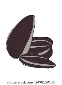 Outline illustration vector image of a sunflower seed.
Hand drawn artwork of a sunflower seeds.
Simple cute original logo.
Hand drawn vector illustration for posters.