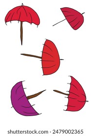 Outline illustration vector image of a sunshade.
Hand drawn artwork of a parasol.
Simple cute original logo.
Hand drawn vector illustration for posters.