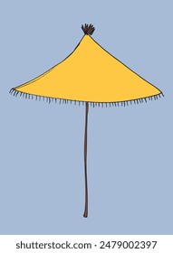 Outline illustration vector image of a sunshade.
Hand drawn artwork of a parasol.
Simple cute original logo.
Hand drawn vector illustration for posters.