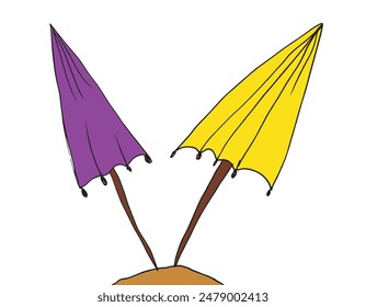 Outline illustration vector image of a sunshade.
Hand drawn artwork of a parasol.
Simple cute original logo.
Hand drawn vector illustration for posters.