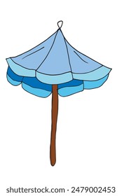 Outline illustration vector image of a sunshade.
Hand drawn artwork of a parasol.
Simple cute original logo.
Hand drawn vector illustration for posters.