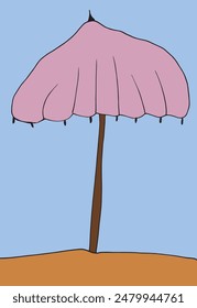 Outline illustration vector image of a sunshade.
Hand drawn artwork of a parasol.
Simple cute original logo.
Hand drawn vector illustration for posters.