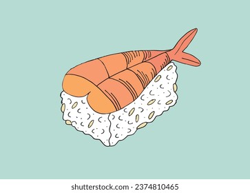Outline illustration vector image of a sushi.
Hand drawn artwork of a sushi. 
Simple cute original logo.
Hand drawn vector illustration for posters, cards, t-shirts.