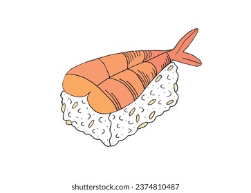 Outline illustration vector image of a sushi.
Hand drawn artwork of a sushi. 
Simple cute original logo.
Hand drawn vector illustration for posters, cards, t-shirts.