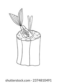 Umfassende Vektorgrafik eines Sushi.
Handgezeichnete Kunstwerke eines Sushi. 
Einfaches, niedliches Originallogo.
Handgezeichnete Vektorgrafik für Poster, Karten, T-Shirts.