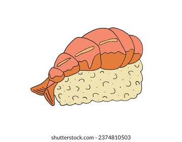 Outline illustration vector image of a sushi.
Hand drawn artwork of a sushi. 
Simple cute original logo.
Hand drawn vector illustration for posters, cards, t-shirts.