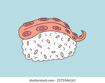 Outline illustration vector image of a sushi.
Hand drawn artwork of a sushi. 
Simple cute original logo.
Hand drawn vector illustration for posters, cards, t-shirts.