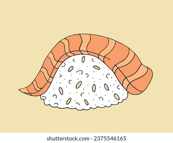 Outline illustration vector image of a sushi.
Hand drawn artwork of a sushi. 
Simple cute original logo.
Hand drawn vector illustration for posters, cards, t-shirts.