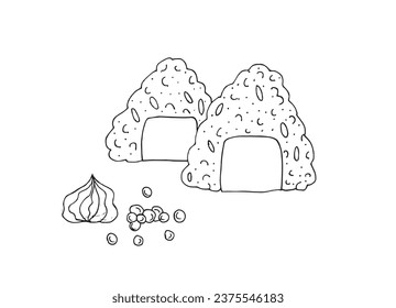 Outline illustration vector image of a sushi.
Hand drawn artwork of a sushi. 
Simple cute original logo.
Hand drawn vector illustration for posters, cards, t-shirts.