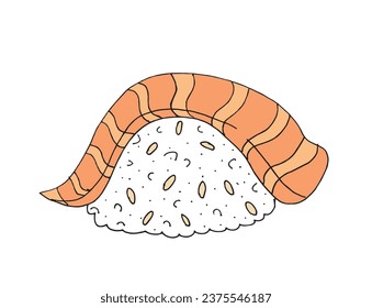 Outline illustration vector image of a sushi.
Hand drawn artwork of a sushi. 
Simple cute original logo.
Hand drawn vector illustration for posters, cards, t-shirts.