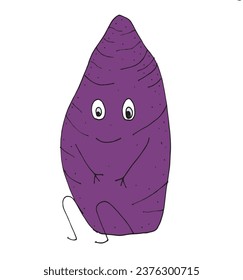 Ilustración de esquema de imagen vectorial de una batata dulce.
Obra artística hecha a mano de una batata. 
Simple y lindo logo original.
Ilustración vectorial dibujada a mano para afiches, tarjetas, camisetas.