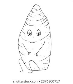 Ilustración de esquema de imagen vectorial de una batata dulce.
Obra artística hecha a mano de una batata. 
Simple y lindo logo original.
Ilustración vectorial dibujada a mano para afiches, tarjetas, camisetas.