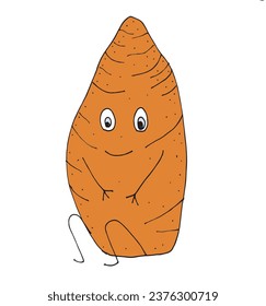 Ilustración de esquema de imagen vectorial de una batata dulce.
Obra artística hecha a mano de una batata. 
Simple y lindo logo original.
Ilustración vectorial dibujada a mano para afiches, tarjetas, camisetas.