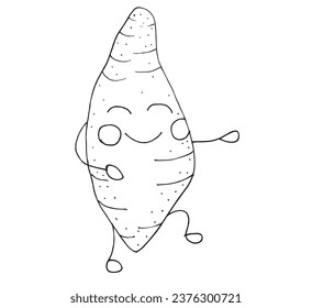 Outline illustration vector image of a sweet potato.
Hand drawn artwork of a sweet potato. 
Simple cute original logo.
Hand drawn vector illustration for posters, cards, t-shirts.