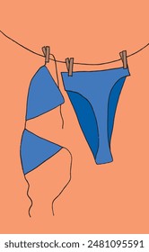 Outline illustration vector image of a swimsuit.
Hand drawn artwork of a swimsuit.
Simple cute original logo.
Hand drawn vector illustration for posters.