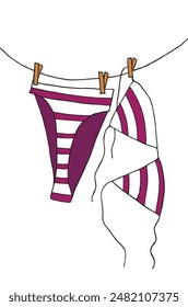 Esquema ilustración Imagen de Vector de un traje de baño.
Dibujo a mano de un traje de baño.
Simple lindo logotipo original.
Ilustración vectorial dibujada a mano para carteles.