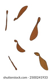 Outline illustration vector image of a sycamore seeds.
Hand drawn artwork of a sycamore seeds.
Simple cute original logo.
Hand drawn vector illustration for posters.