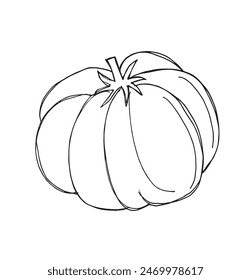 Umriss Illustration Vektorgrafik Bild einer Tomate.
Handgezeichnetes Kunstwerk einer Tomate.
Einfaches, niedliches Original-Logo.
Handgezeichnete Vektorillustration für Poster.