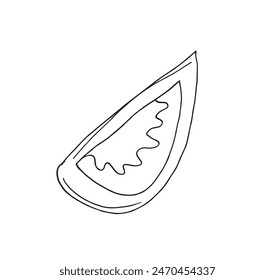 Outline illustration vector image of a tomato.
Hand drawn artwork of a tomato.
Simple cute original logo.
Hand drawn vector illustration for posters.