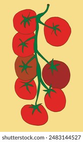 Umriss Illustration Vektorgrafik Bild einer Tomate.
Handgezeichnetes Kunstwerk einer Tomate.
Einfaches, niedliches Original-Logo.
Handgezeichnete Vektorillustration für Poster.