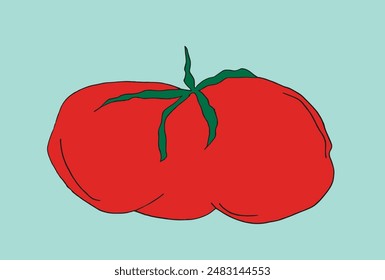 Umriss Illustration Vektorgrafik Bild einer Tomate.
Handgezeichnetes Kunstwerk einer Tomate.
Einfaches, niedliches Original-Logo.
Handgezeichnete Vektorillustration für Poster.