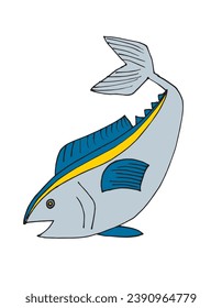 Outline illustration vector image of a tuna fish.
Hand drawn artwork of a tuna fish
Simple cute original logo.
Hand drawn vector illustration for posters, cards, t-shirts.