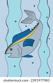 Outline illustration vector image of a tuna fish.
Hand drawn artwork of a tuna fish
Simple cute original logo.
Hand drawn vector illustration for posters, cards, t-shirts.