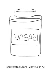 Outline illustration vector image of a wasabi.
Hand drawn artwork of a wasabi.
Simple cute original logo.
Hand drawn vector illustration for posters.