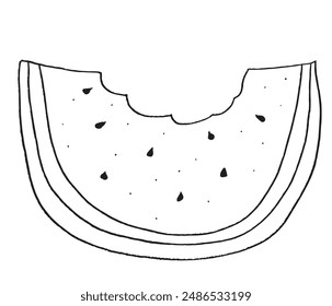 Outline illustration vector image of a watermelon.
Hand drawn artwork of a watermelon.
Simple cute original logo.
Hand drawn vector illustration for posters.