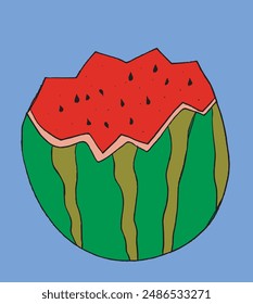 Outline illustration vector image of a watermelon.
Hand drawn artwork of a watermelon.
Simple cute original logo.
Hand drawn vector illustration for posters.