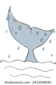 Outline illustration vector image of a whale tail.
Hand drawn artwork of a big fish tail.
Simple cute original logo.
Hand drawn vector illustration for posters