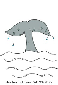 Outline illustration vector image of a whale tail.
Hand drawn artwork of a big fish tail.
Simple cute original logo.
Hand drawn vector illustration for posters